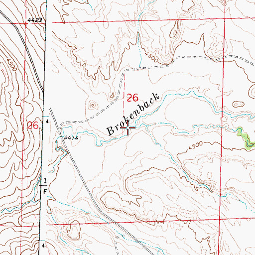 Topographic Map of South Fork Brokenback Creek, WY