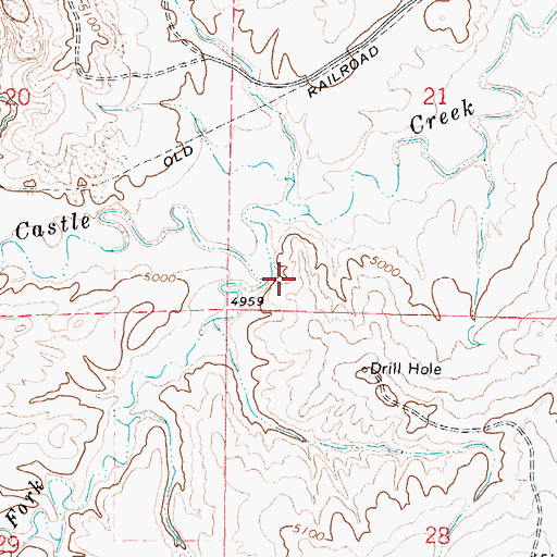 Topographic Map of South Fork Castle Creek, WY