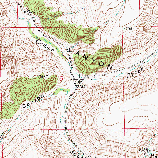 Topographic Map of South Fork Cedar Creek, WY