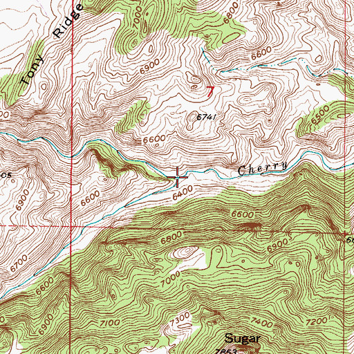 Topographic Map of South Fork Cherry Creek, WY