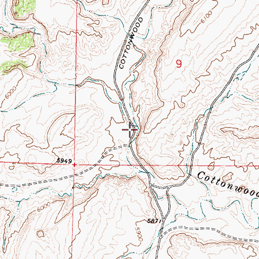 Topographic Map of South Fork Cottonwood Creek, WY