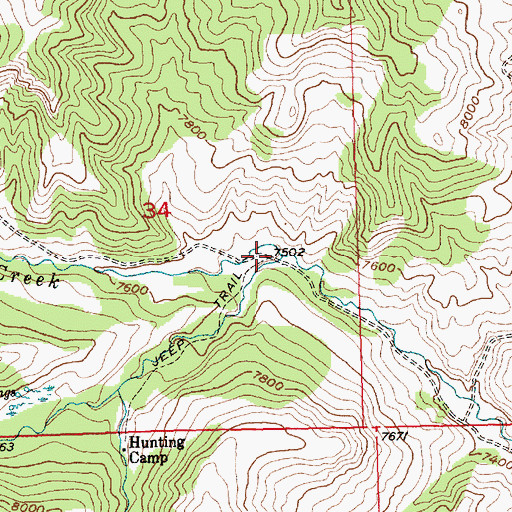 Topographic Map of South Fork Cottonwood Creek, WY