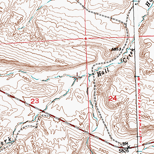 Topographic Map of South Fork Hall Creek, WY