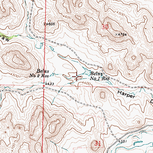 Topographic Map of South Fork Harper Draw, WY