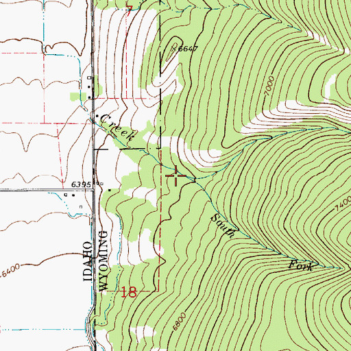 Topographic Map of South Fork Hill Creek, WY