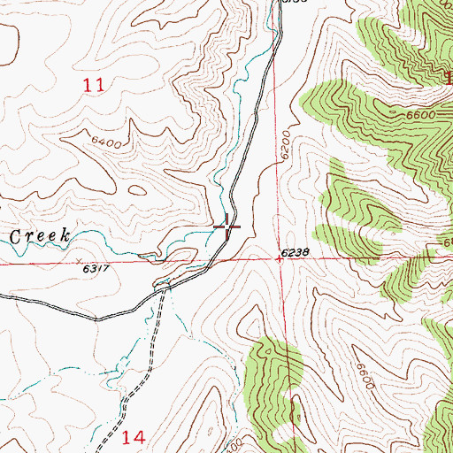 Topographic Map of South Fork Left Hand Creek, WY