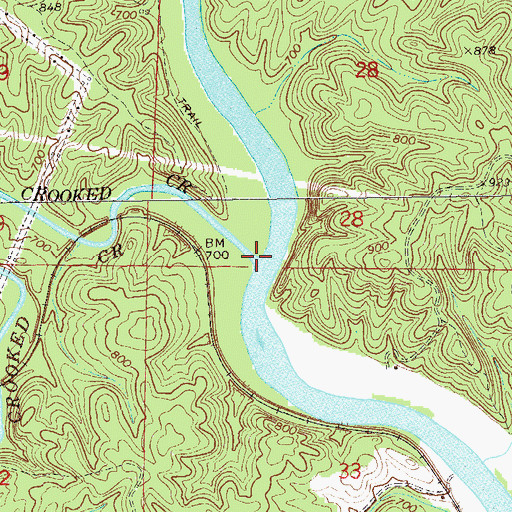 Topographic Map of Crooked Creek, AL