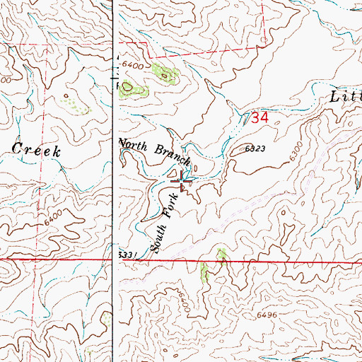 Topographic Map of South Fork Little Bear Creek, WY