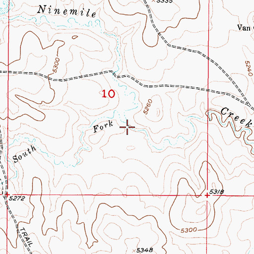 Topographic Map of South Fork Ninemile Creek, WY