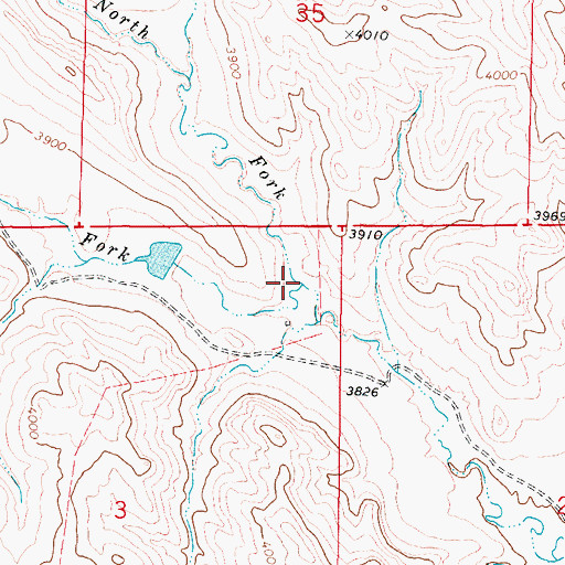 Topographic Map of South Fork North Buffalo Creek, WY