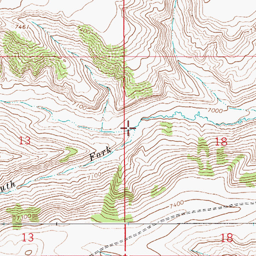 Topographic Map of South Fork Pine Hollow Creek, WY