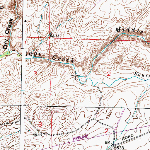 Topographic Map of South Fork Sage Creek, WY