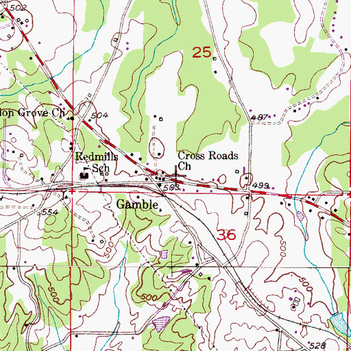 Topographic Map of Crossroads Church of Christ, AL