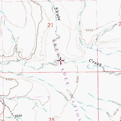 Topographic Map of South Fork Shute Creek, WY