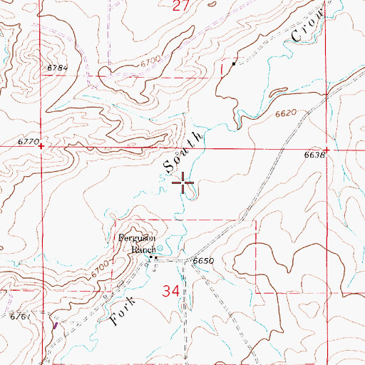 Topographic Map of South Fork South Crow Creek, WY