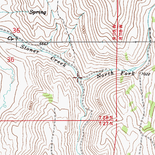 Topographic Map of South Fork Stoner Creek, WY