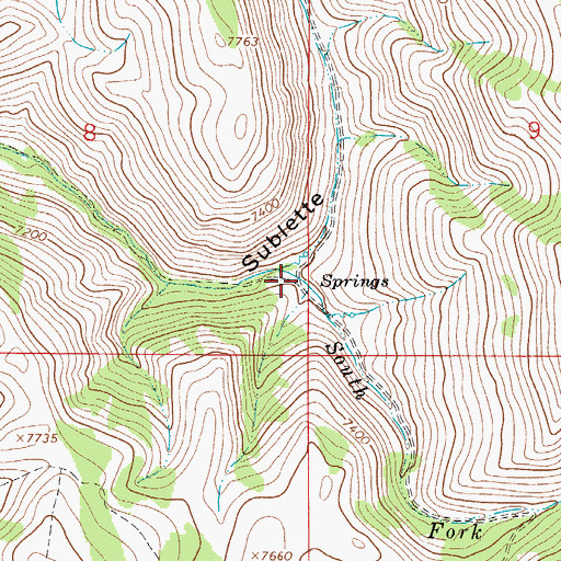 Topographic Map of South Fork Sublette Creek, WY