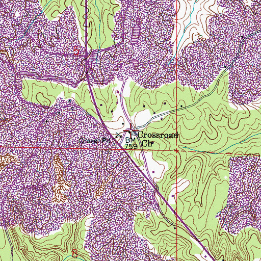 Topographic Map of Crossroad Church, AL