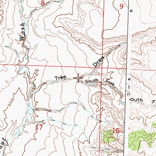 Topographic Map of South Fork Tree Draw, WY