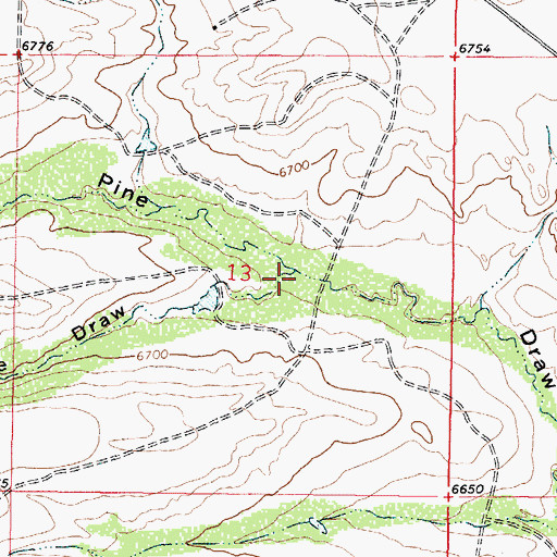 Topographic Map of South Pine Draw, WY
