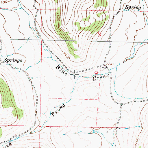 Topographic Map of South Prong Blue Creek, WY