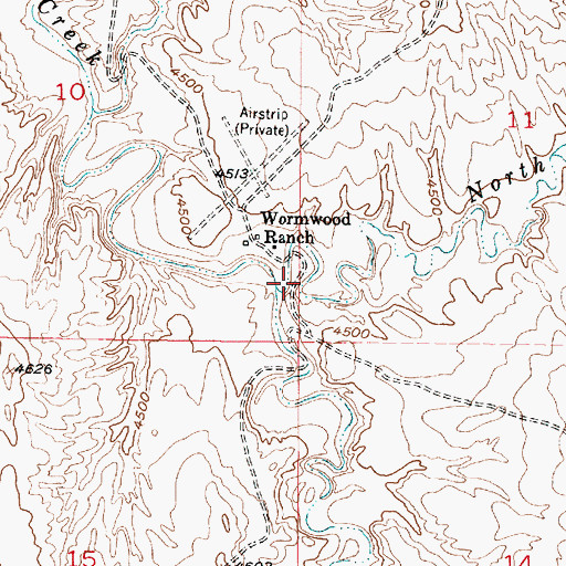 Topographic Map of South Prong Pumpkin Creek, WY