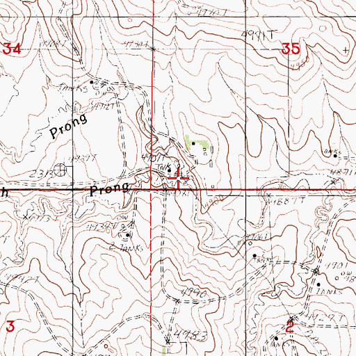 Topographic Map of South Prong Wild Horse Creek, WY