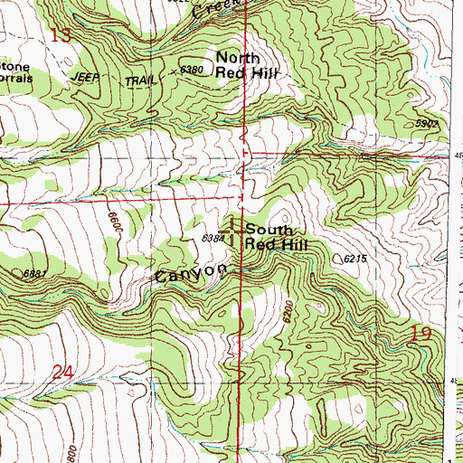 Topographic Map of South Red Hill, WY