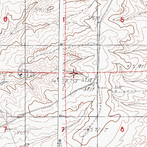 Topographic Map of South Sage Spring Creek Oil Field, WY