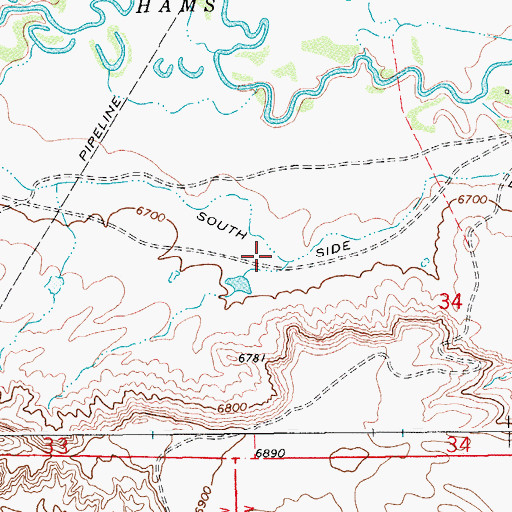 Topographic Map of South Side Ditch, WY