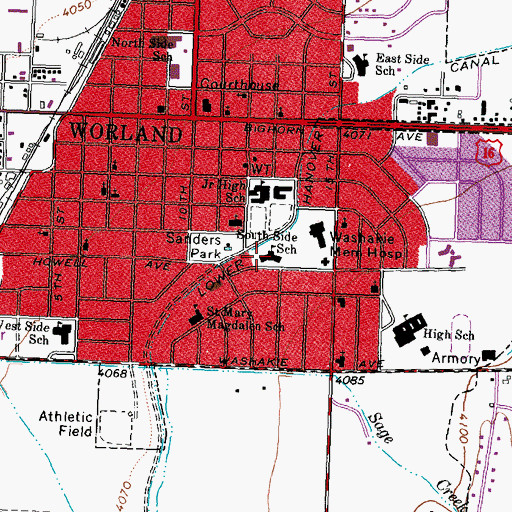 Topographic Map of South Side Elementary School, WY