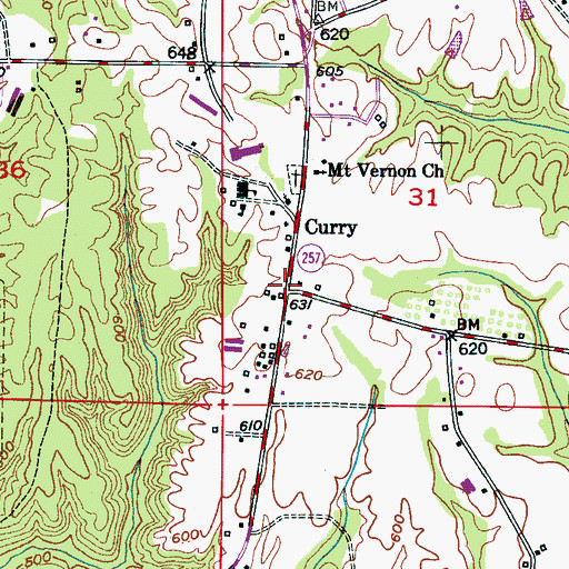 Topographic Map of Curry, AL