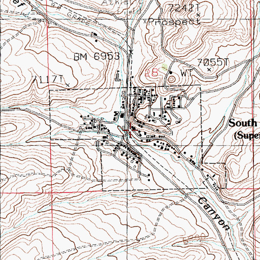 Topographic Map of South Superior, WY