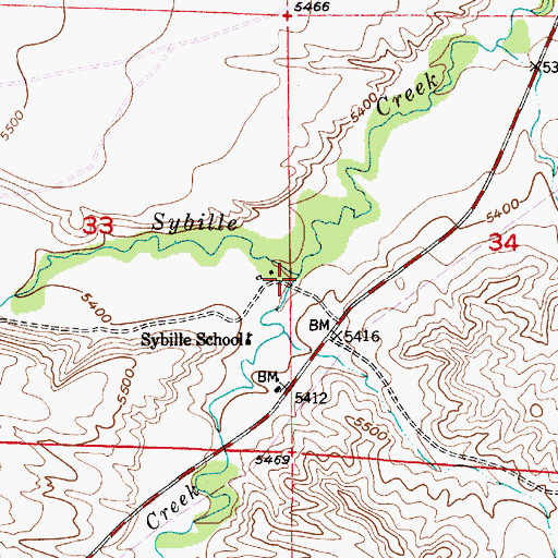Topographic Map of South Fork Sybille Creek, WY