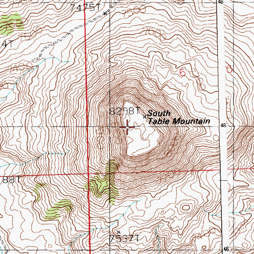 Topographic Map of South Table Mountain, WY
