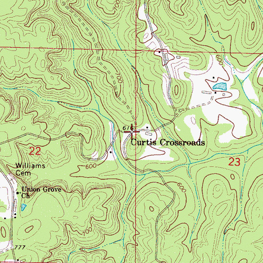 Topographic Map of Curtis Crossroads, AL