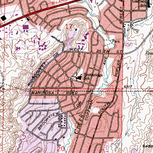 Topographic Map of Southridge Elementary School, WY