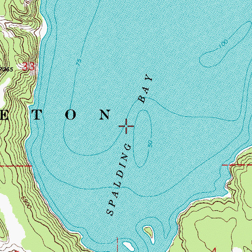 Topographic Map of Spalding Bay, WY