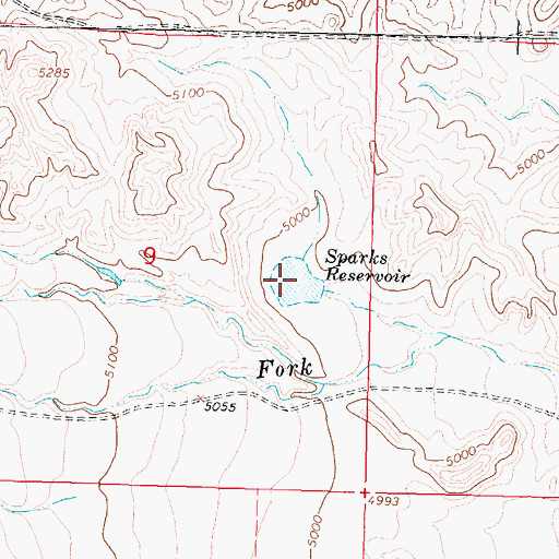 Topographic Map of Sparks Reservoir, WY