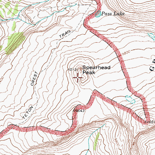 Topographic Map of Spearhead Peak, WY