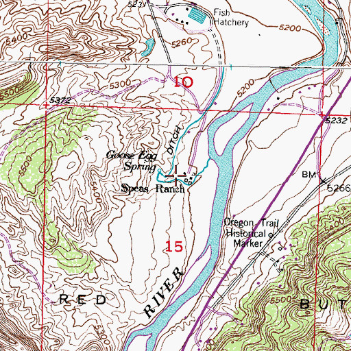 Topographic Map of Speas Ranch, WY