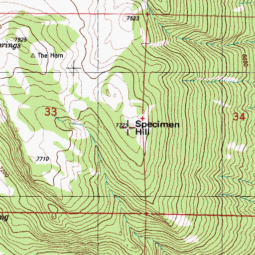 Topographic Map of Specimen Hill, WY
