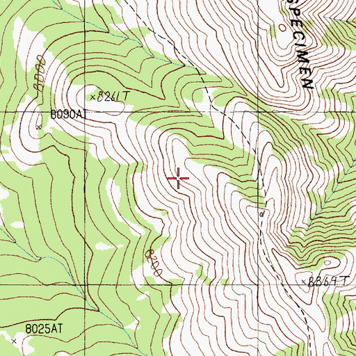 Topographic Map of Specimen Ridge Trail, WY