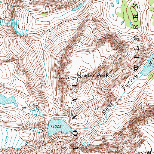 Topographic Map of Spider Peak, WY
