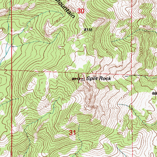 Topographic Map of Split Rock, WY