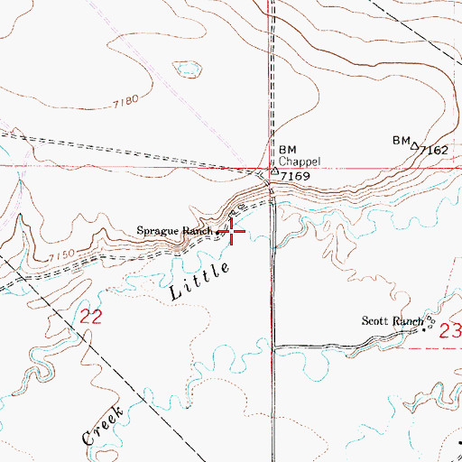 Topographic Map of Sprague Ranch, WY