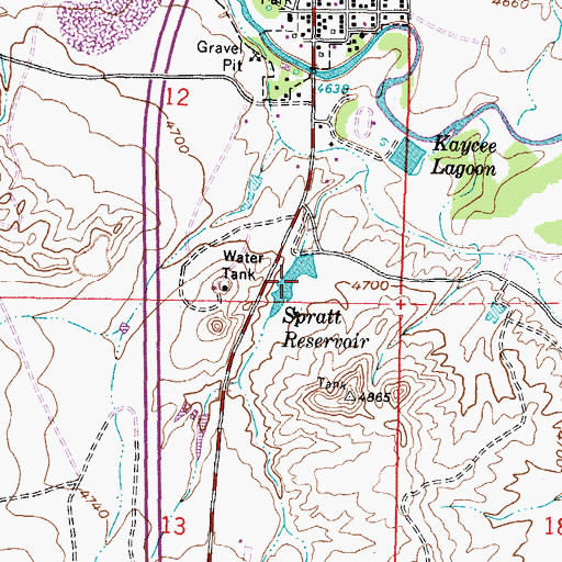 Topographic Map of Spratt Reservoir, WY