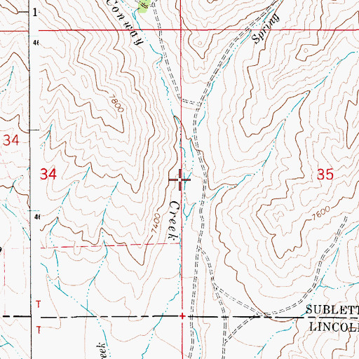 Topographic Map of Spring Branch, WY