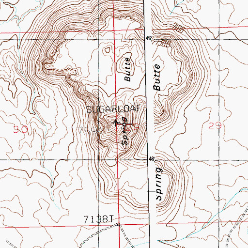 Topographic Map of Spring Butte, WY