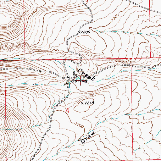 Topographic Map of Spring Creek, WY